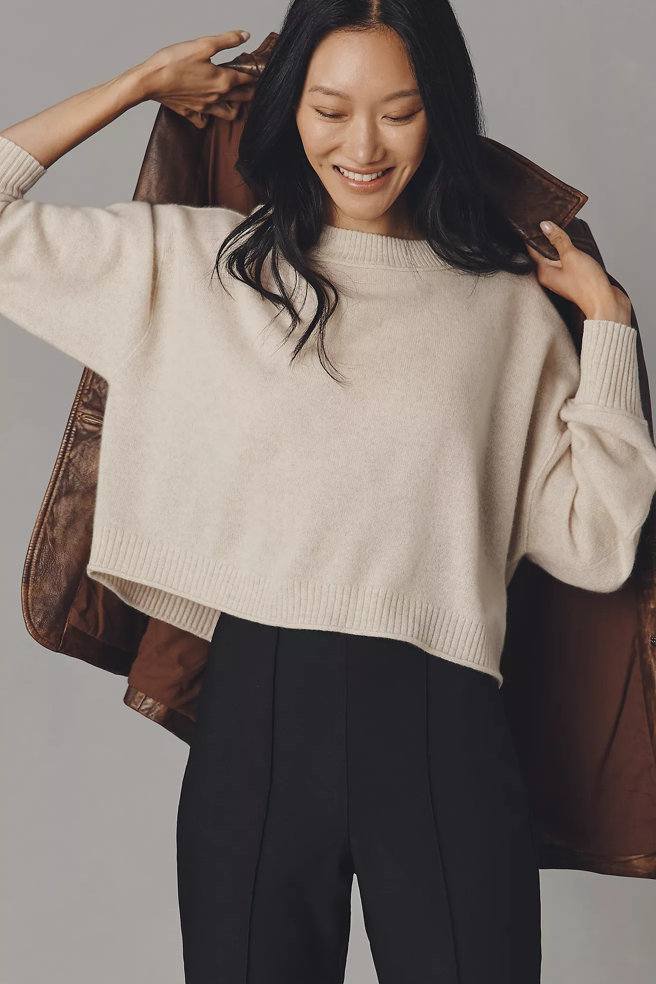 The Goldie Cashmere Long-Sleeve Crew-Neck Sweater | Anthropologie (US)