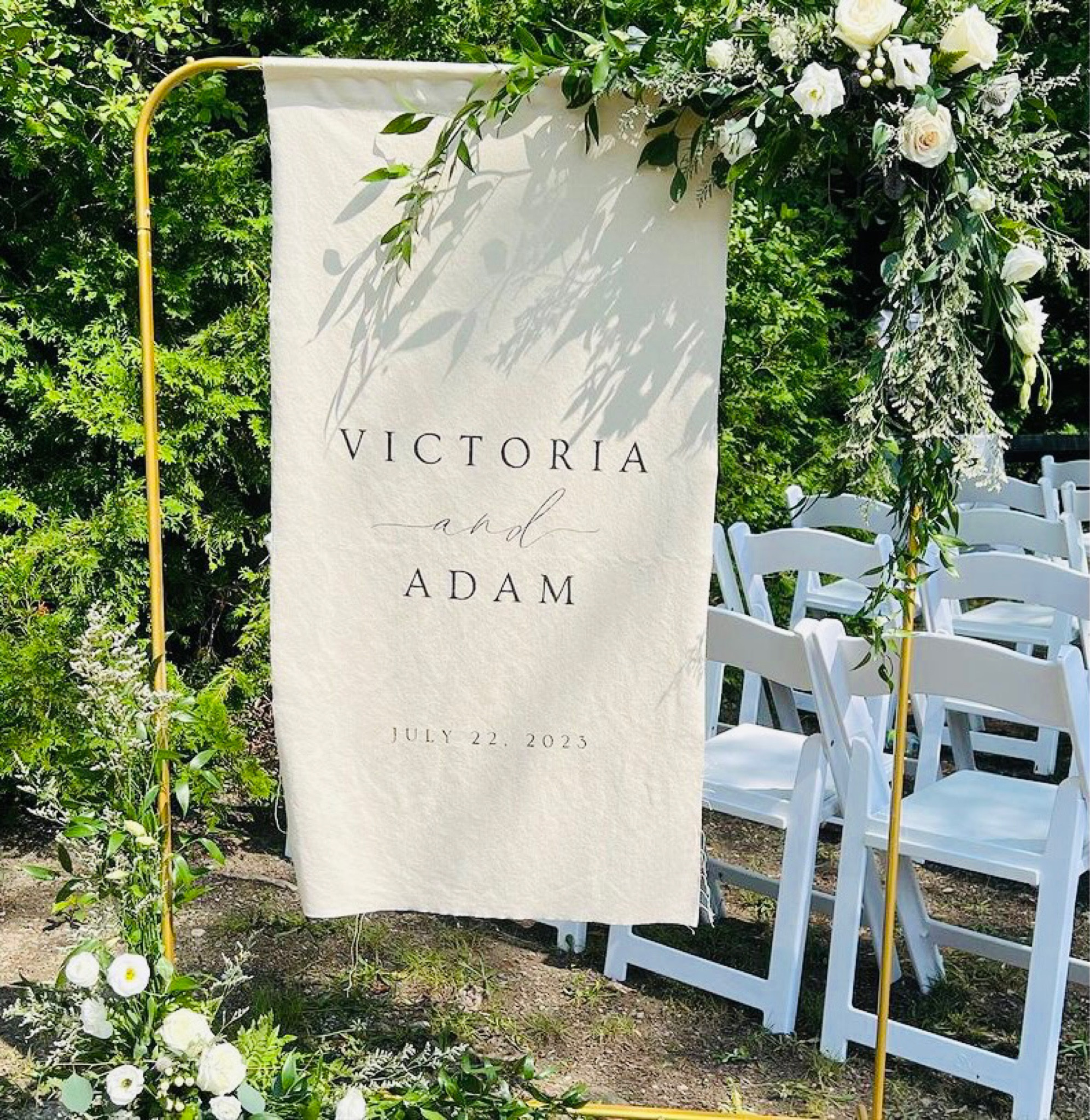 Fabric wedding sign | party sign | bridal | wedding decor |
I used an IKEA clothing rack for this!

#LTKparties #LTKwedding #LTKhome