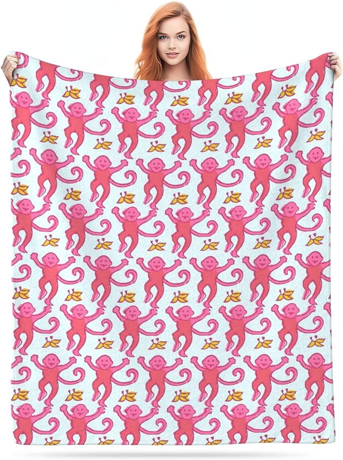 Preppy Blanket Cute Funny Monkeys Decor Throw Blanket Gifts for Girls Boys Super Warm Soft Plush ... | Amazon (US)