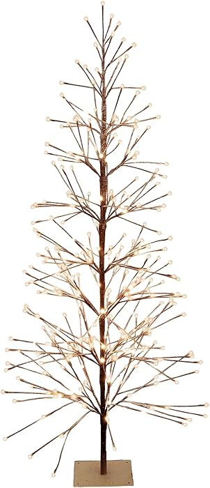 Alpine Corporation 71" Tall Flocked Artificial Brown Christmas Tree with 296 Warm White LED Light... | Amazon (US)
