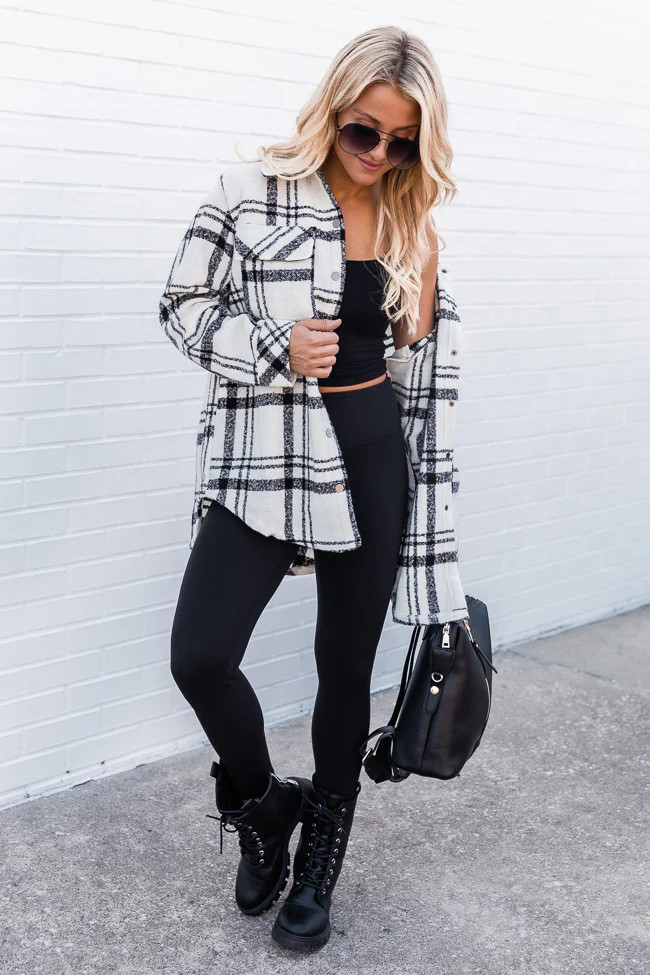 Endless Limit Plaid Black/White Shacket | The Pink Lily Boutique