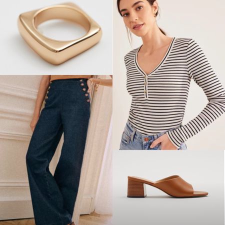 Striped, trousers, trouser jeans, gold ring, heels, camel, leather, henley, long sleeve, weekend, casual

#LTKbeauty #LTKsalealert #LTKtravel