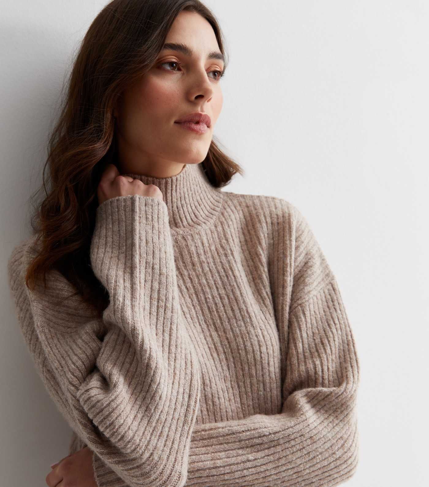 Mink Ribbed Knit High Neck Jumper | New Look | New Look (UK)