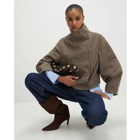 River Island Womens Brown Check Funnel Neck Jacket | River Island UK & IE