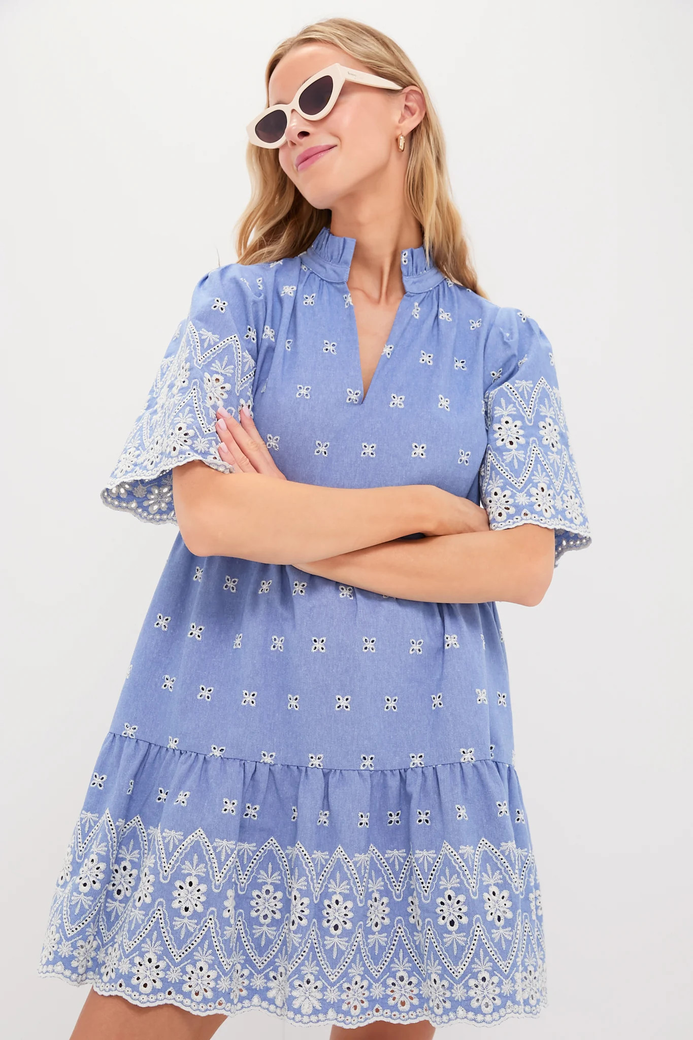 Chambray Embroidered Crawford Dress | Tuckernuck (US)