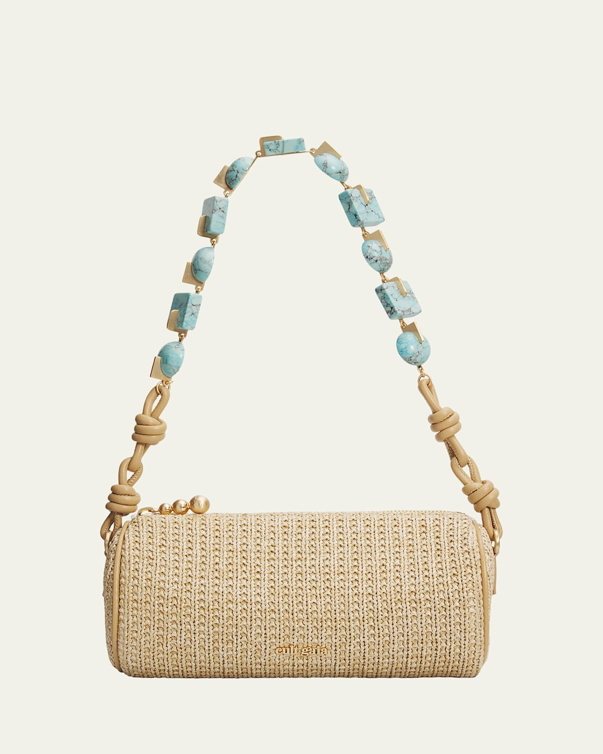 Zozina Stone-Embellished Raffia Shoulder Bag | Bergdorf Goodman