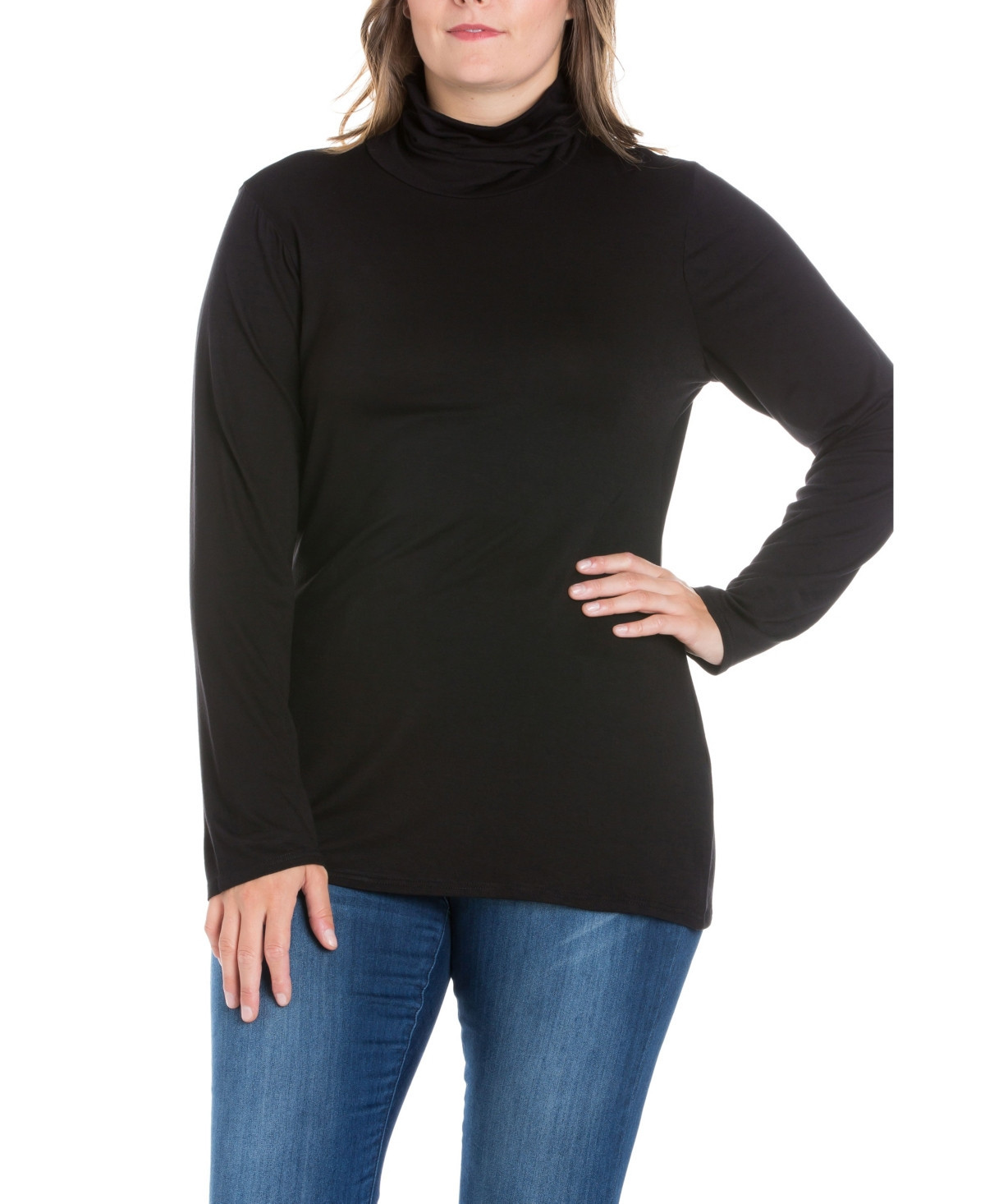 Women's Plus Size Classic Turtleneck Top - Black | Macy's