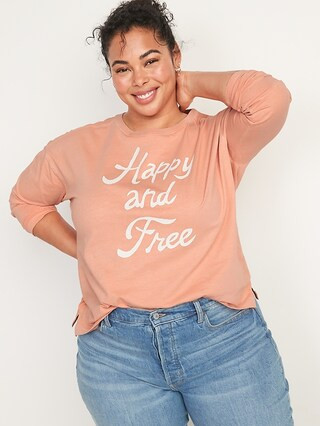 Loose Vintage Long-Sleeve Graphic Easy T-Shirt for Women | Old Navy (US)