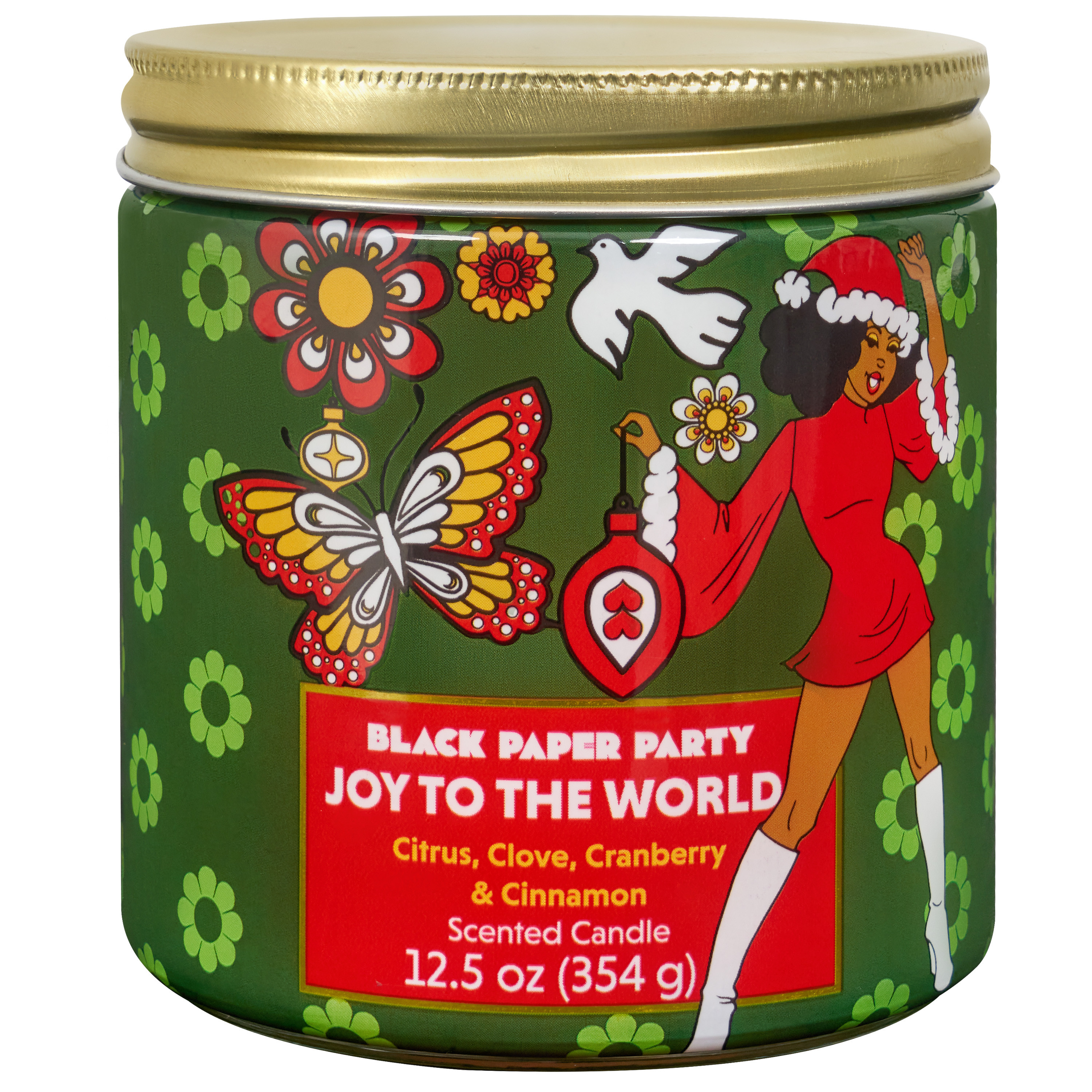 Black Paper Party Christmas Glass Jar Candle, Joy World Scent, 12.5oz | Walmart (US)