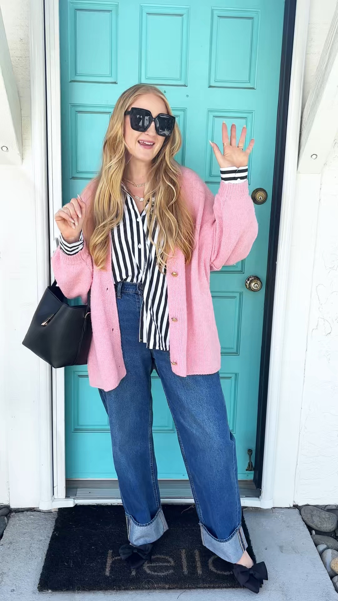 spring ootd in a classic striped shirt and lantern sleeve pink cardigan 💕 add cuffed jeans, a bucket bag and some bow slingback flats to finish it off!

wearing size 8 in jeans, S in cardigan (runs big) and L in shirt at 150 lbs and 5'7" for reference.

spring ootd, spring outfit, spring style, spring style trends, trendy style, amazon fashion, amazon haul, striped shirt, pink cardigan, bow flats, slingback flats, bucket bag, affordable style, elevated casual, cuffed jeans 

#LTKStyleTip #LTKFindsUnder100 #LTKFindsUnder50