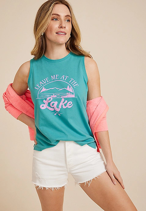 Leave Me At The Lake Classic Fit Graphic Tank | Maurices