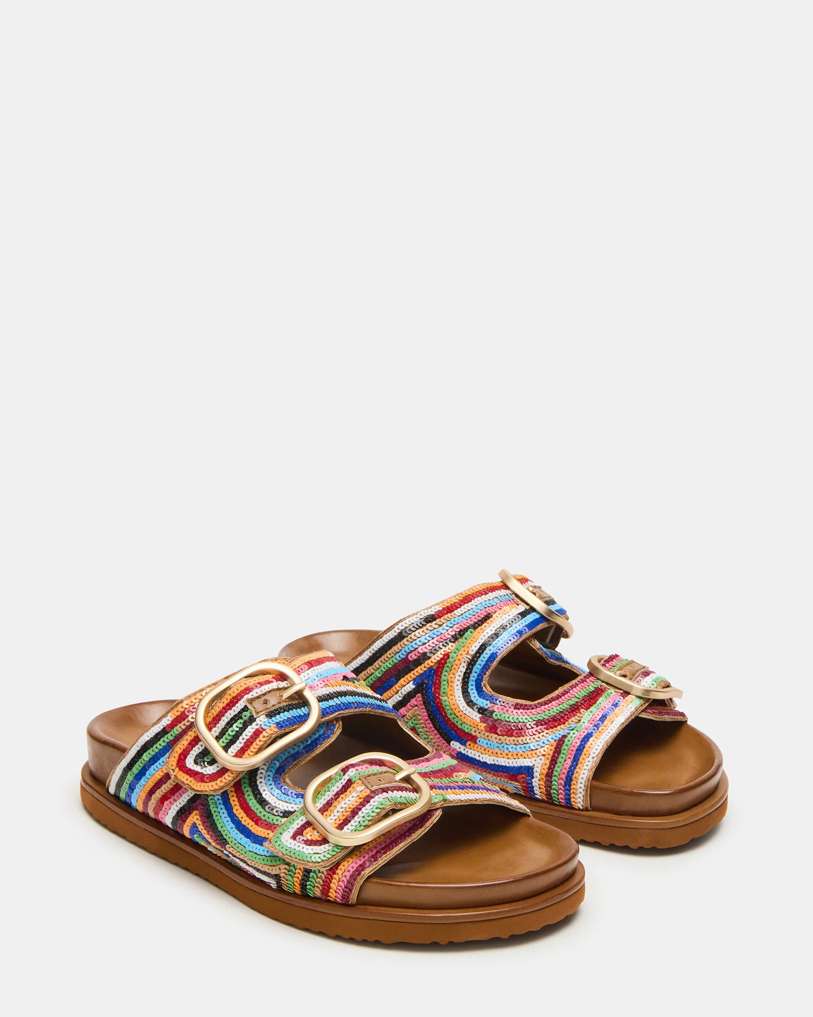 TOURIST Multi Color Footbed Slide Women's Sandal | Steve Madden (US)