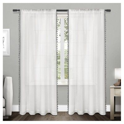 Set of 2 Tassels Sheer Rod Pocket Window Curtain Panel - Exclusive Home | Target