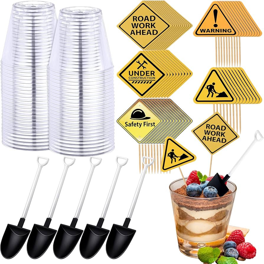 150 Pieces Construction Party Supplies 50 Pieces Plastic Shovel Shape Novelty Spoons, 50 Pieces C... | Amazon (US)