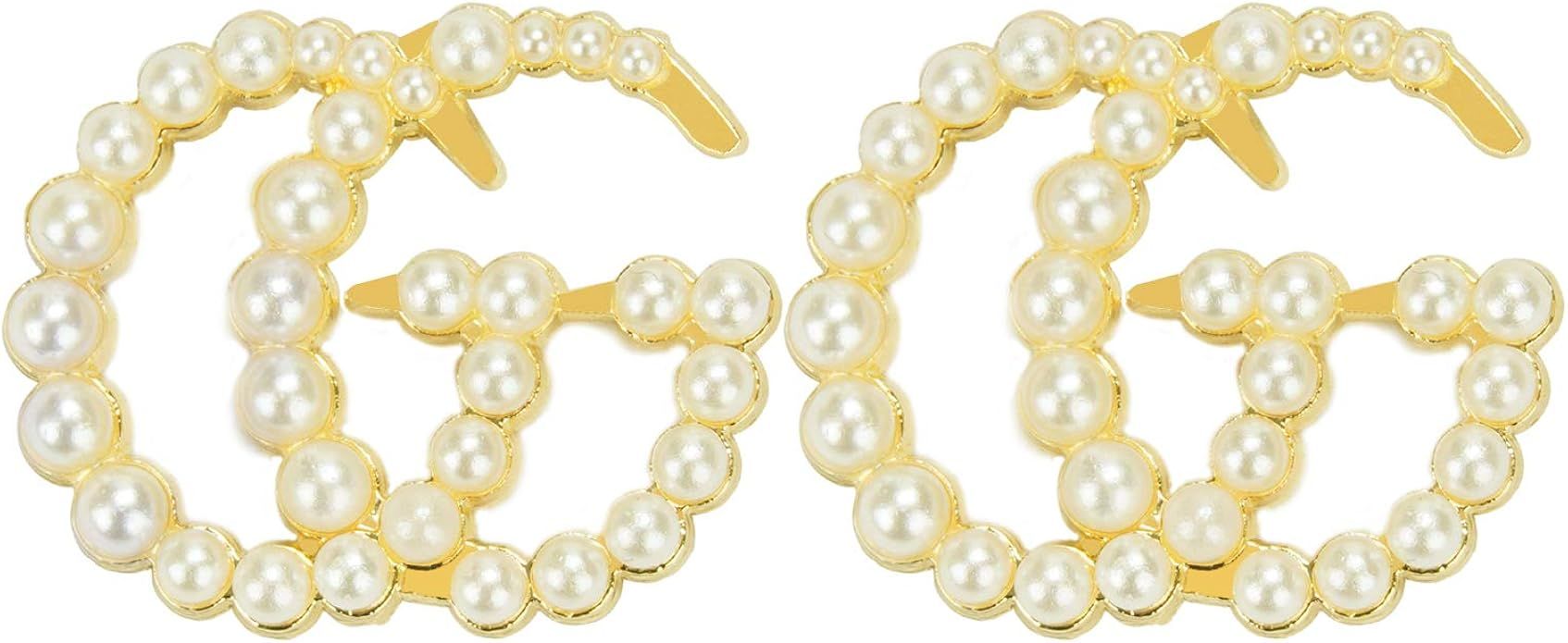 G Earrings Initial Letter Pearl Vintage Earrings, cc earrings Alphabet Rhinestones Earrings Pack,... | Amazon (US)