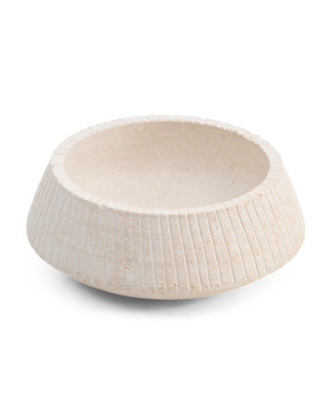 Travertine Fruit Nut Bowl With Carved Lines | Marshalls