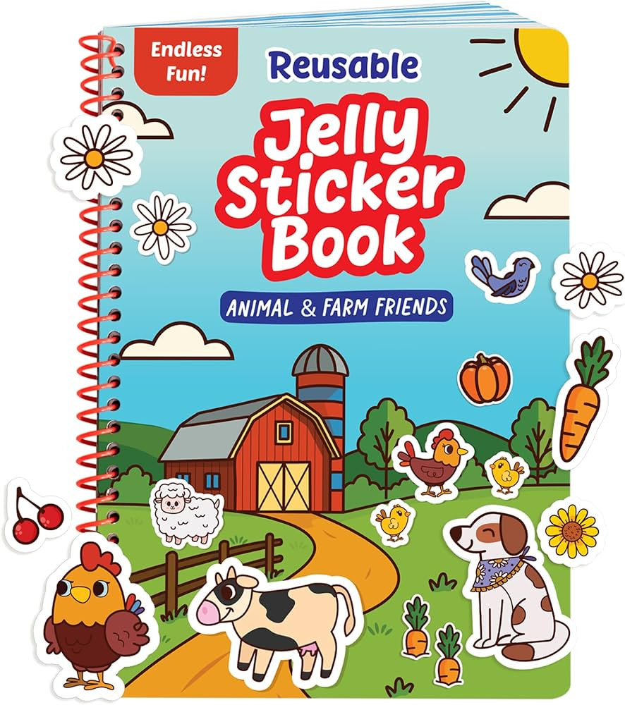 Reusable Jelly Sticker Book - Farm, 7 Scenes - 50 Thick Washable Stickers for Toddlers & Kids: St... | Amazon (US)