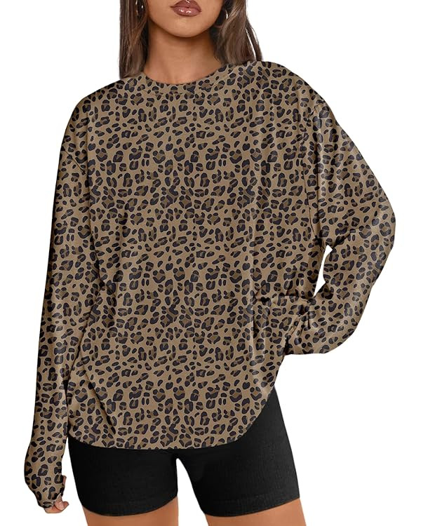 Trendy Queen Womens Spring Tops Oversized Long Sleeve T Shirts 2026 Basic Tee Fall Casual Workout... | Amazon (US)