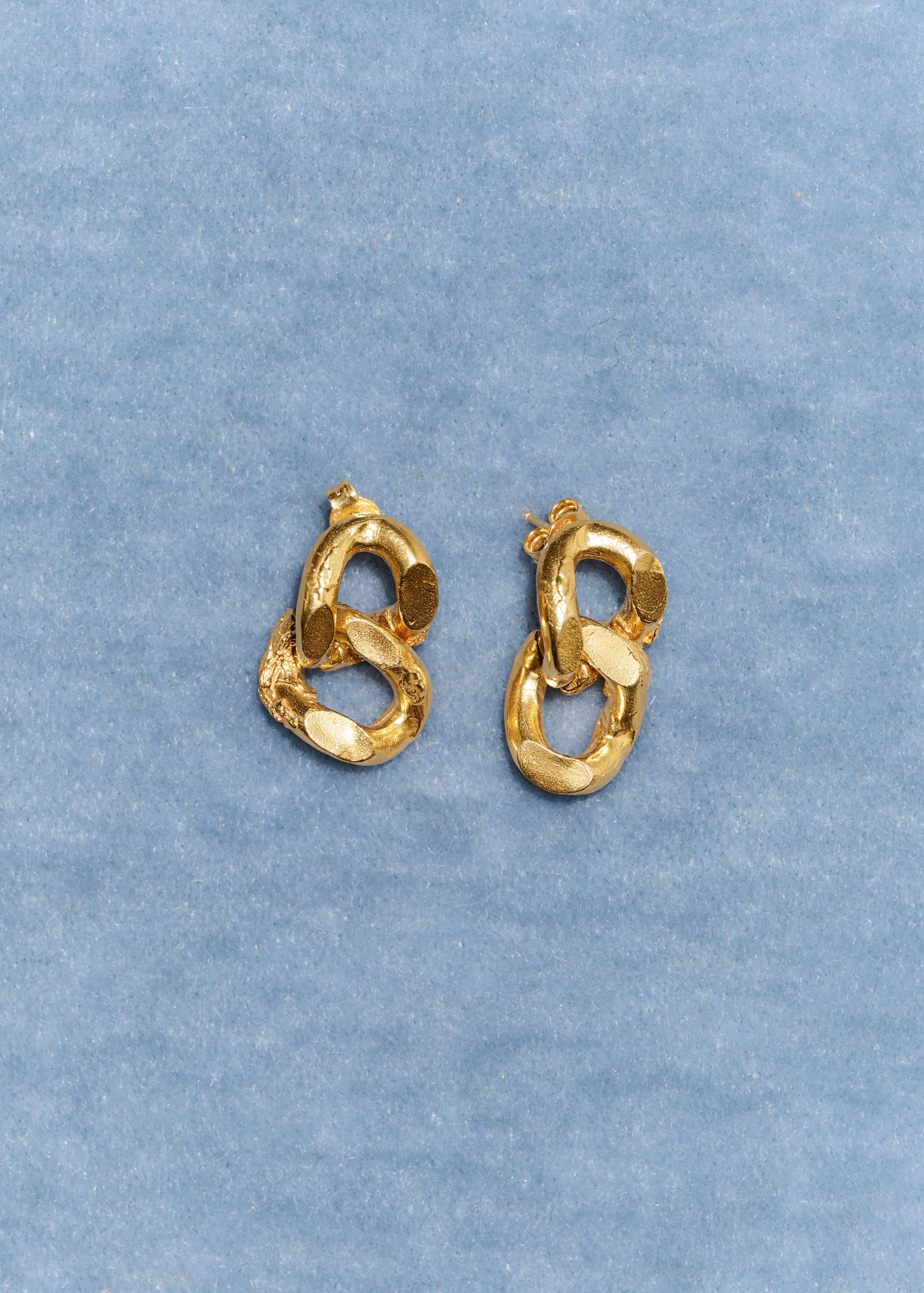 Fractured Link Earring 24kt Gold Plated | ME+EM US