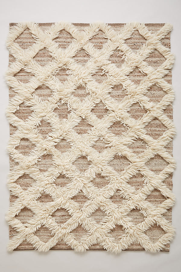 Lattice Flokati Rug By Anthropologie in Beige Size 2 X 3 | Anthropologie (US)