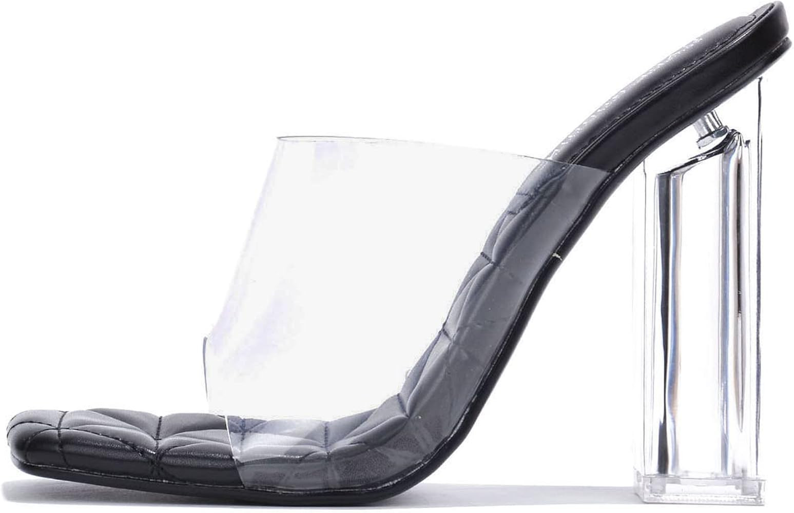 Pensy Clear Chunky Block High Heels for Women, Transparent Open Toe Mules Shoes Heels for Women | Amazon (US)