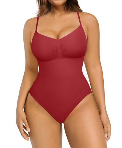 FeelinGirl Shapewear Bodysuit Tummy Control Body Shaper for Women Bodysuit Burgundy 3XL/4XL | Amazon (US)