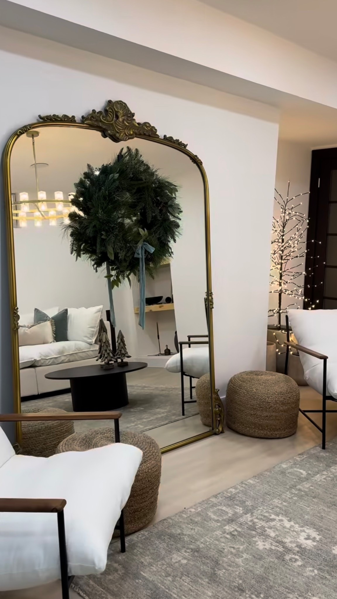 Mirror | Floor Mirror | Wreath | ottomans | trees | Christmas tree 