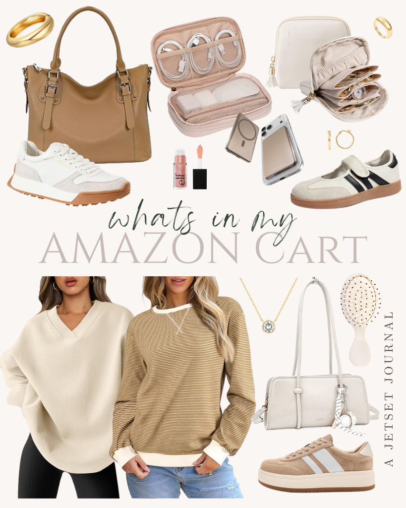 So excited to share with you what’s in my Amazon Cart! I have this striped sweatshirt from SHEWIN and the ANRABESS oversized sweatshirt in here. I also have cool sneakers from LUCKY STEP, Sam Edelman, and Madden Girl in my cart. Classy pieces of jewelry from PAVOI are here, too! 

 #LTKSeasonal #LTKSaleAlert #LTKTravel