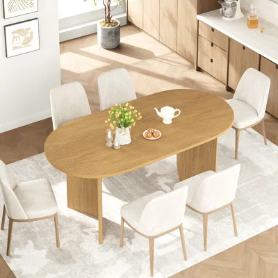 Chantae Oval Wood Dining Table Double Pedestal Kitchen Table | Wayfair North America