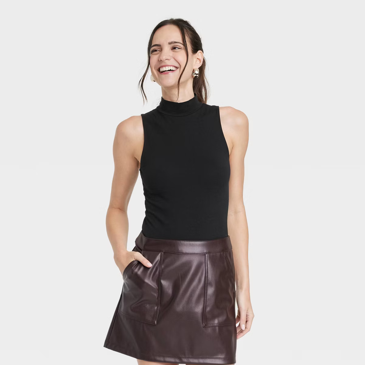 Women's Mock Turtleneck Tank Bodysuit - A New Day™ | Target