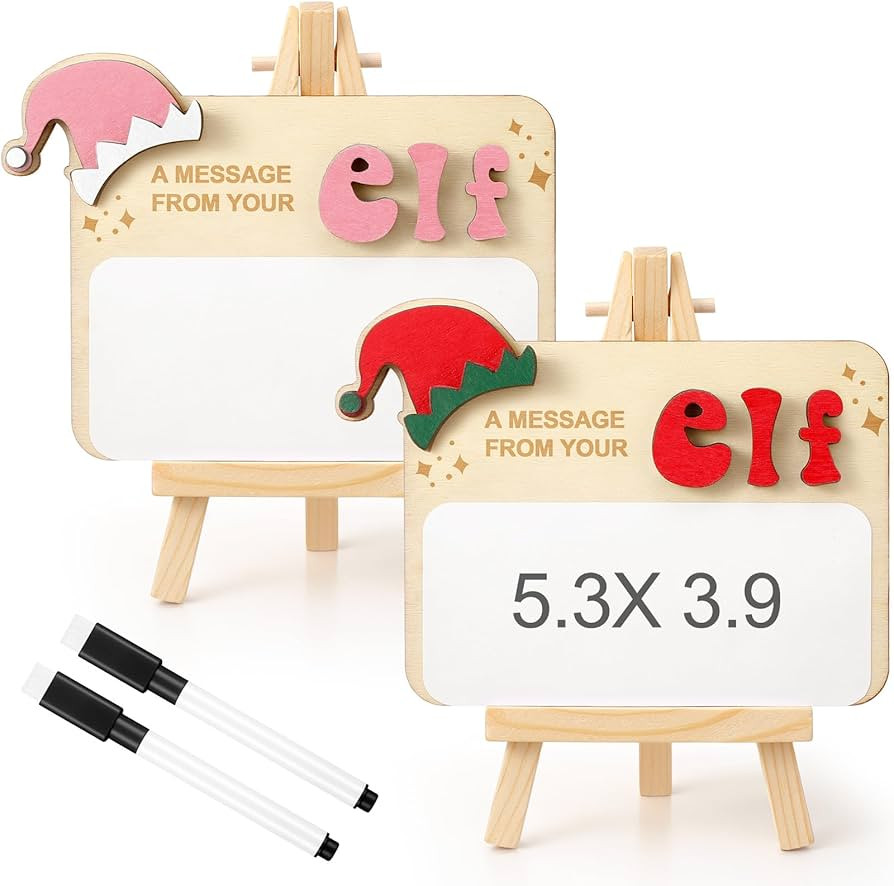 Ctosree 2 Sets Message from Your Elf Sign Kit Reusable Dry Erase Board with Marker and Bracket Ch... | Amazon (US)