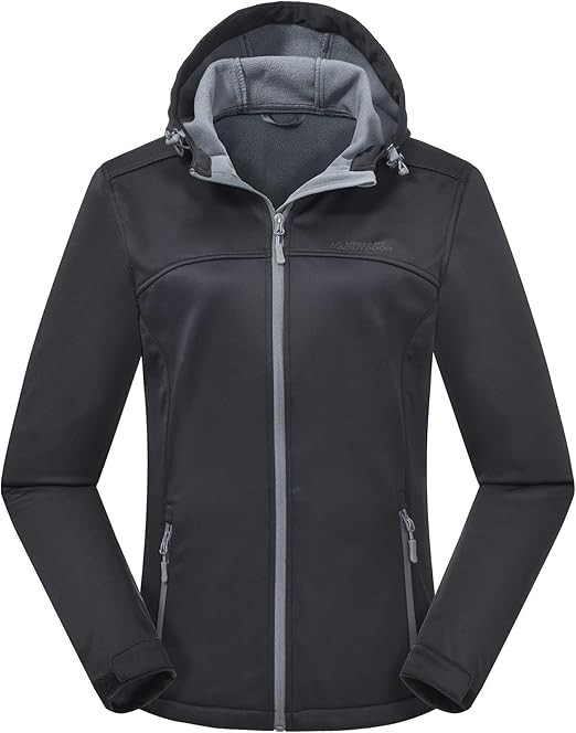 Women's Lightweight Softshell Jacket, Fleece Lined Hooded Windproof Coat Warm Jacket for Outdoor ... | Amazon (US)