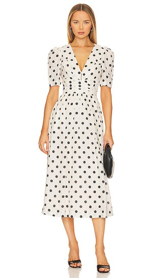 Midi Dress in Cream & Black Dot | Revolve Clothing (Global)