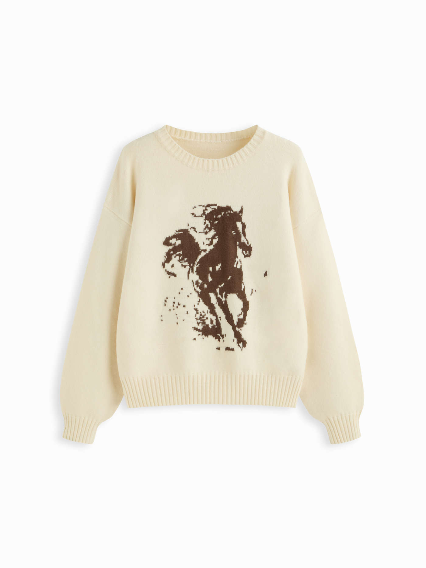 Oversized Horse Graphic Knit Long Sleeve Top | Cider