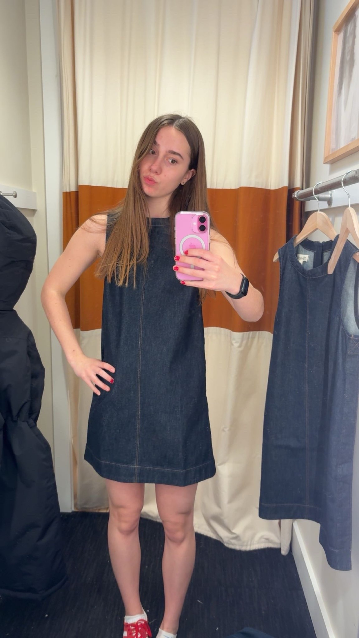 Jean Dress Season
Madewell Favorite 
Dress - runs large (0)
Shoes - true to size (8)

#LTKxMadewell #LTKSeasonal