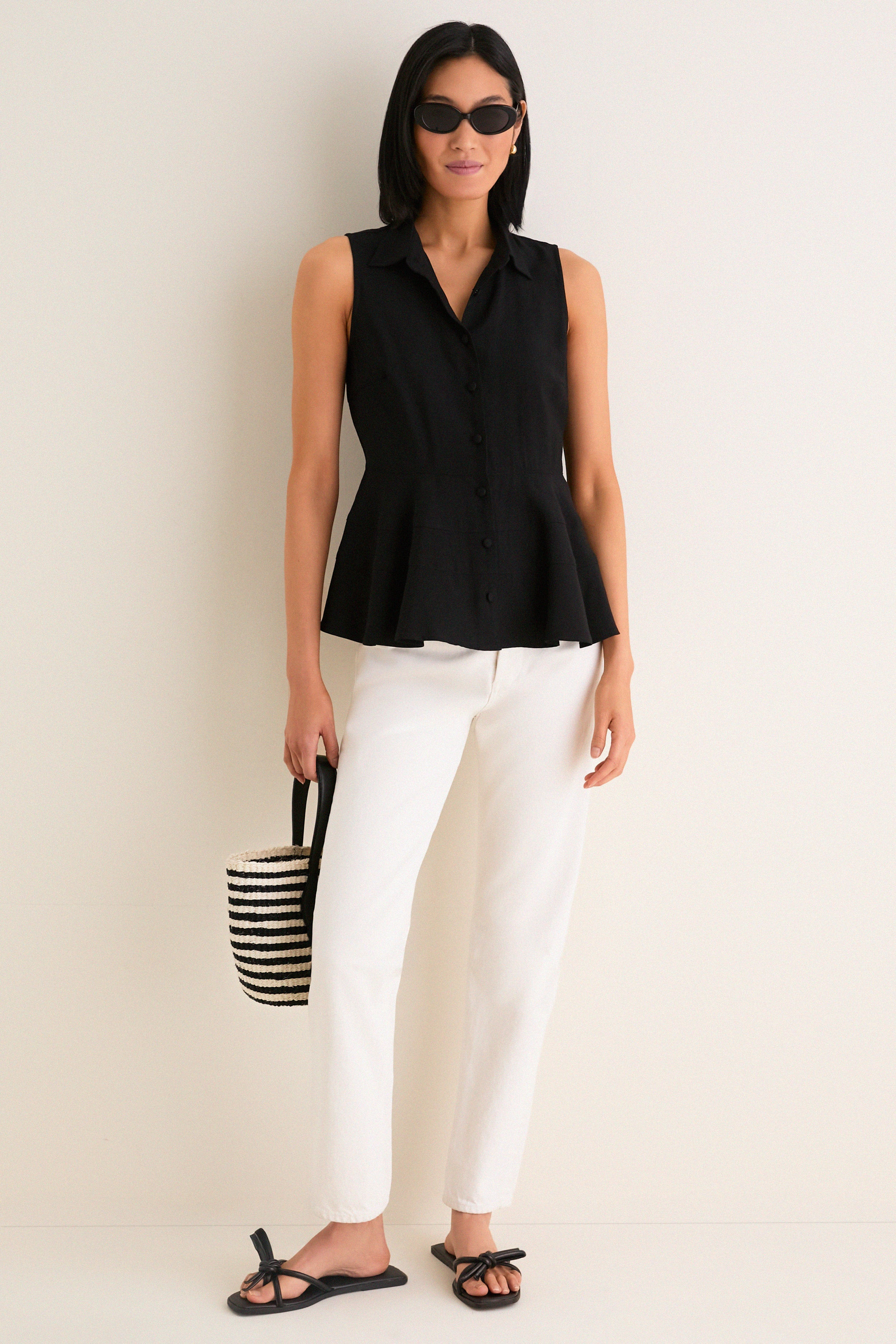 Black Sleeveless Ashlen Blouse | Tuckernuck (US)