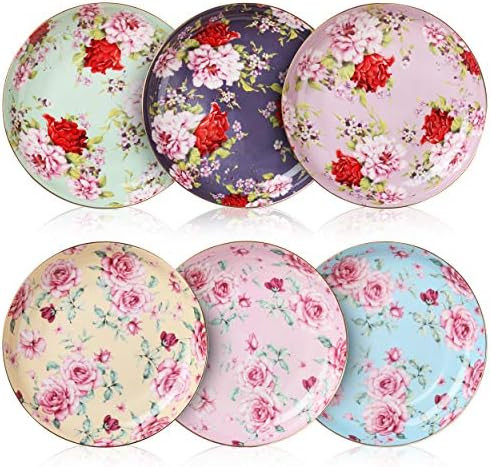 BTaT- Dessert Plates, 8 inch, Set of 6, Porcelain Bone China, Appetizer Plates, Floral Plates, Sa... | Amazon (US)