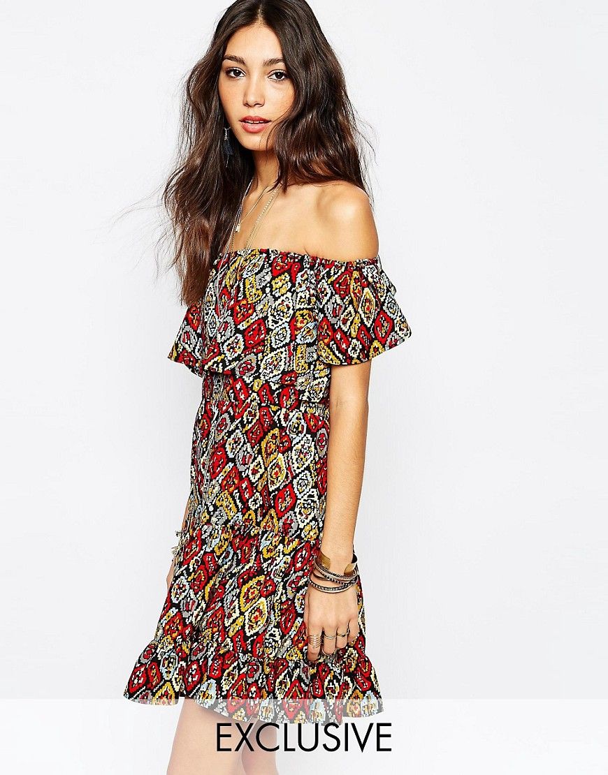 Fallen Star Festival Off Shoulder Dress In Tile Print | ASOS US