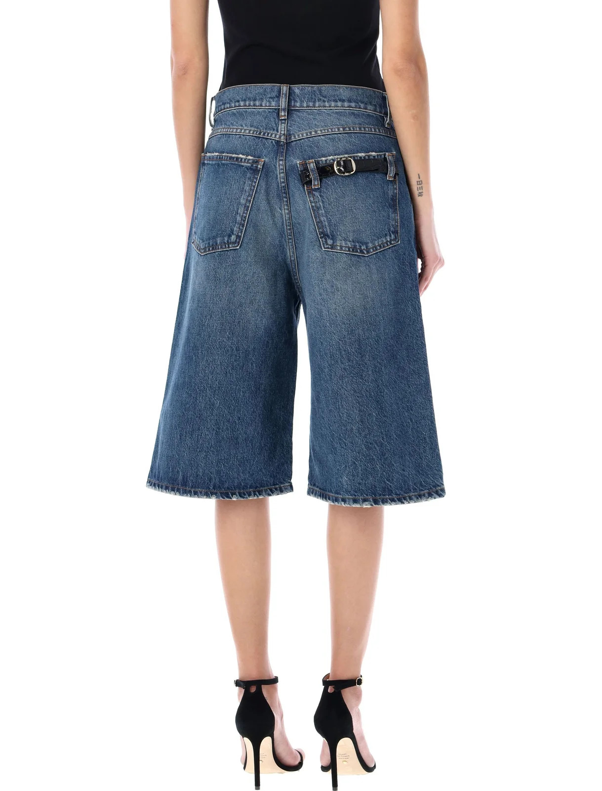 Coperni Buckle Strap Detailed Bermuda Denim Shorts | Cettire Global