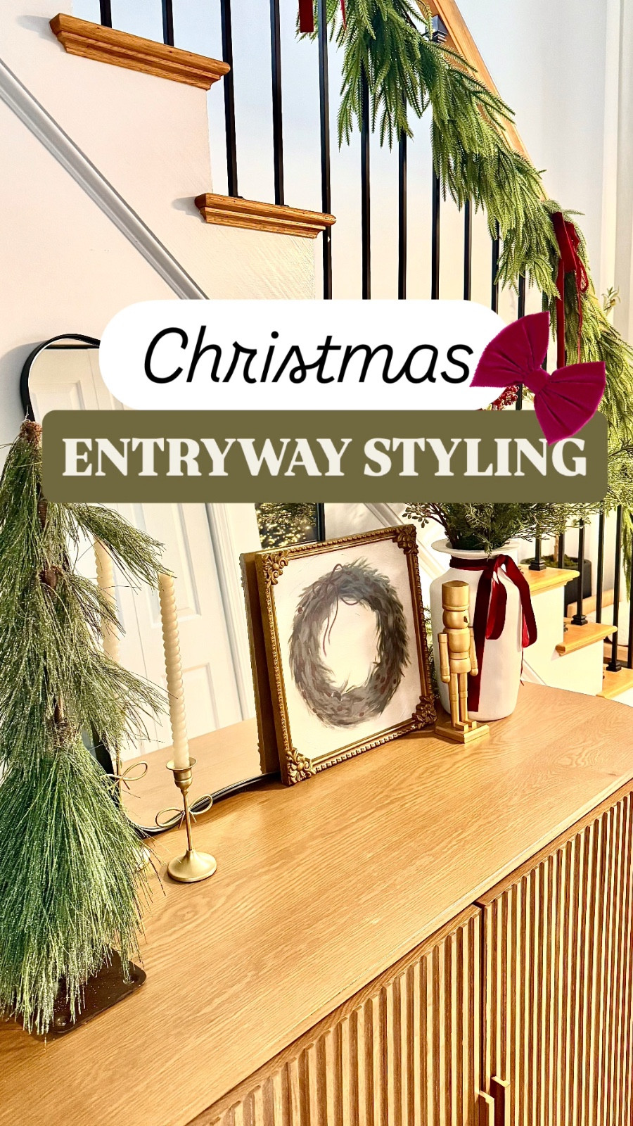 Christmas entryway styling ✨
Neutral, cozy, and welcoming, just how I like to kick off the holiday season. Mixing natural greens, gold accents, and simple nostalgic pieces like the nutcracker + wreath art.

#christmasdecor #entrywaydecor #neutralchristmas #holidayhome #ltkhome #ltkholiday #homedecorideas #modernchristmas #winterdecor #entrywaystyle

#LTKHome #LTKSeasonal #LTKHoliday