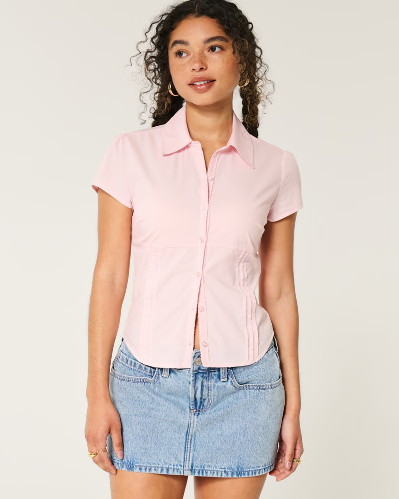 Top RatedShort-Sleeve Button-Through Shirt | Hollister (US)