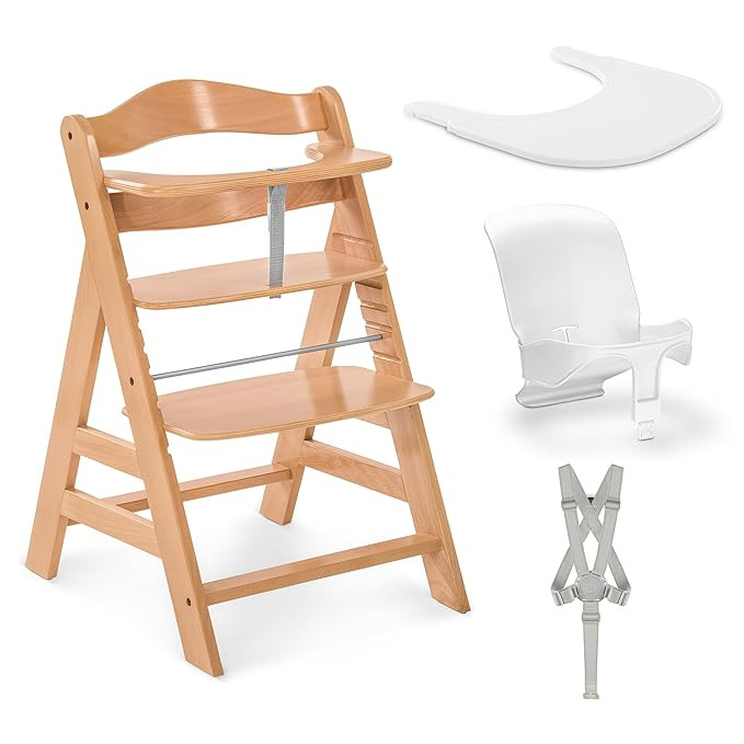 hauck Adjustable Wooden High Chair for Babies and Toddlers - Includes Baby Insert, Tray & Safety ... | Amazon (US)