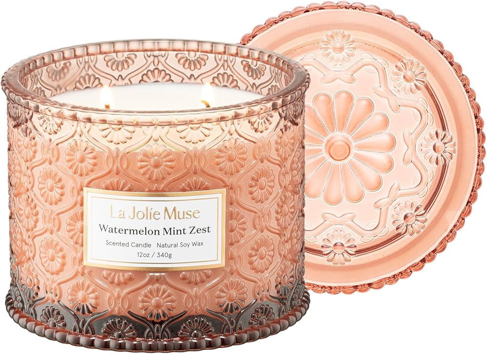LA JOLIE MUSE Watermelon Mint Zest Scented Candle, Candles for Home Scented, Large 2-Wick Soy Can... | Amazon (US)
