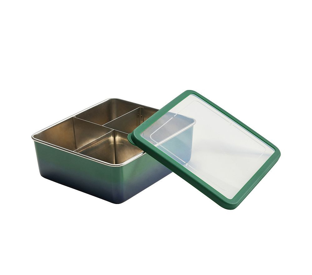 Spencer Stainless Kids Bento Box, Navy/Green Ombre | Pottery Barn Kids