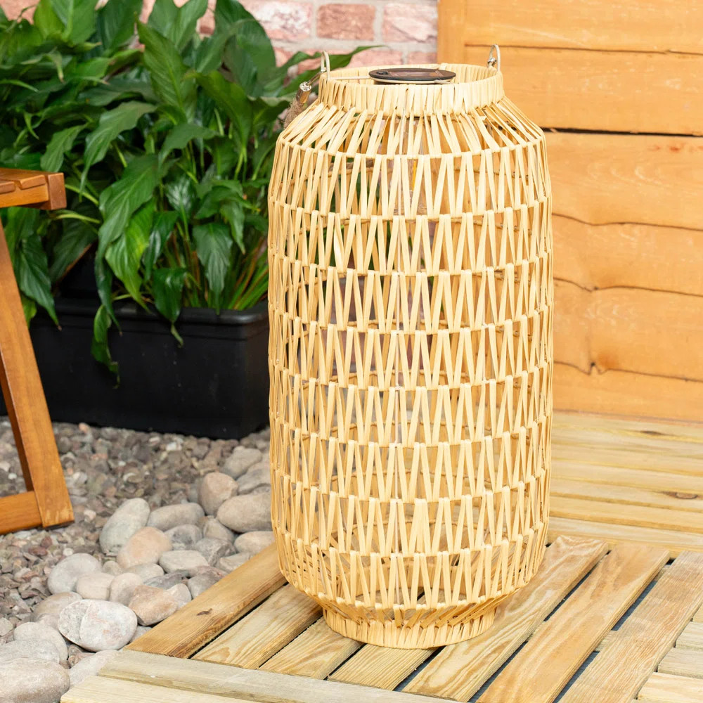 Natural Rope Solar Powered Lantern Outdoor Garden 55.5cm Solar Powered Integrated LED Outdoor Flo... | Wayfair UK