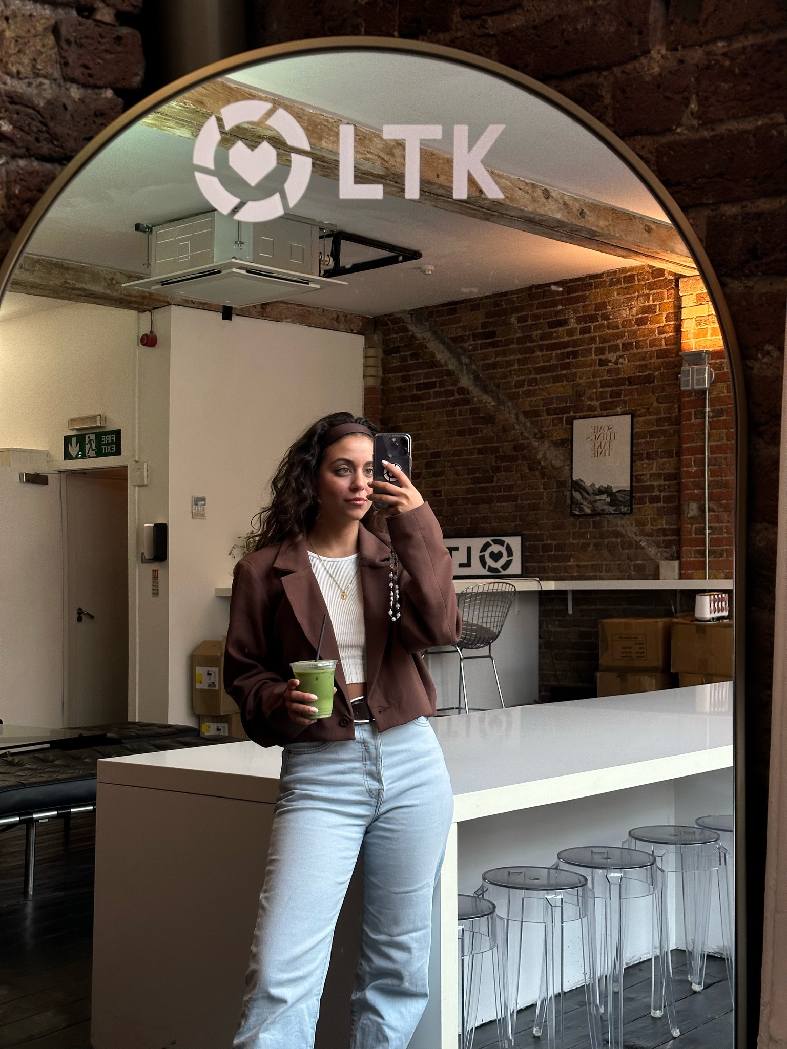 Everyday office look, cropped brown blazer, high waisted light denim jeans, white crop top, silk headband, London outfit, euro summer, casual work look 

#LTKeurope #LTKworkwear #LTKstyletip