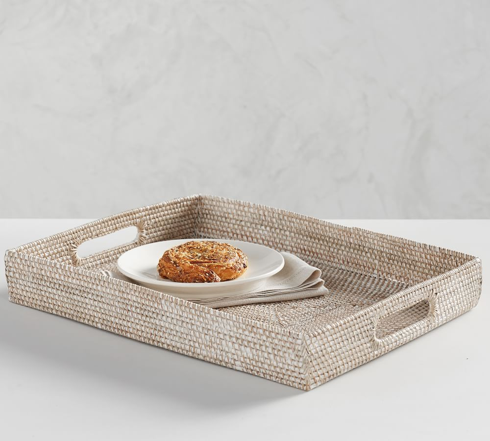 Tava Handwoven Rattan Serving Tray | Pottery Barn (US)