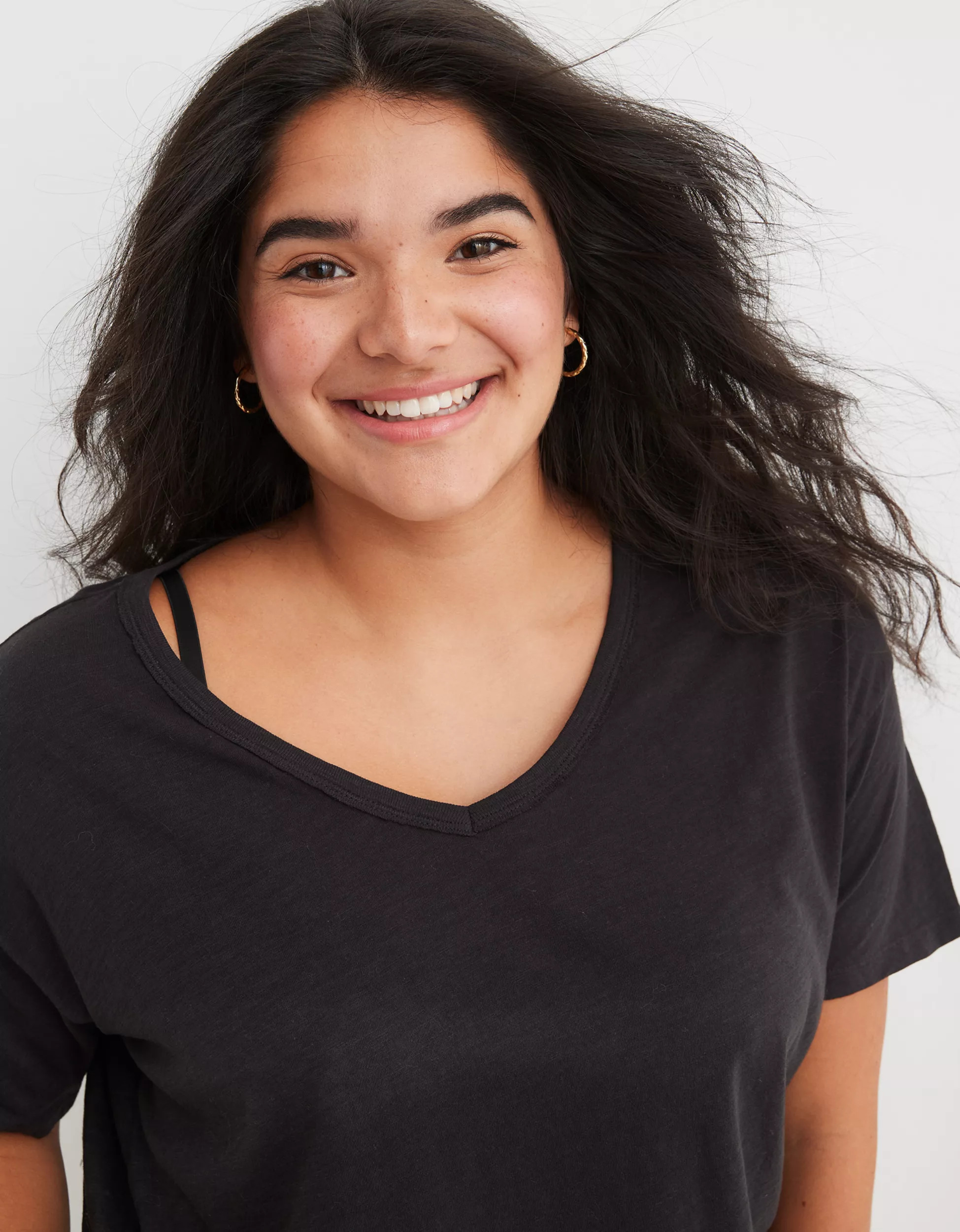 Aerie Distressed Basic V-Neck Boyfriend T-Shirt | Aerie