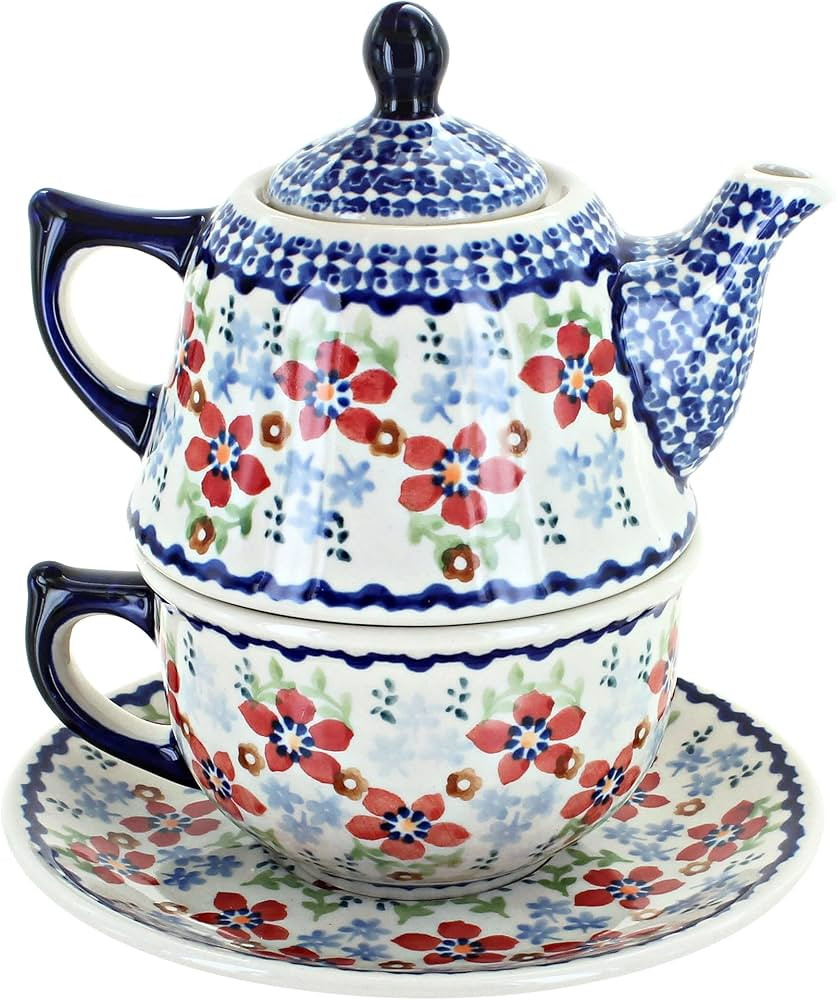 Blue Rose Polish Pottery Red Poppy Tea for One | Amazon (US)