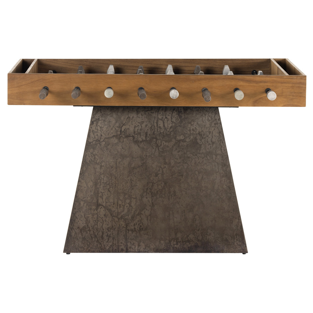 Beckham Rustic Lodge Brown Iron Wood Top Foosball Game Table | Kathy Kuo Home